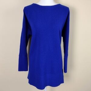 Eileen Fisher Royal Blue Ribbed Oversized Boxy Tunic Sweater Sz M